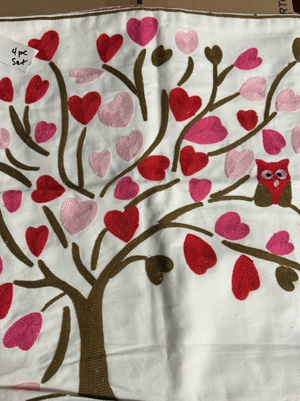 Set of 4 Embroidered Cotton Pillow Covers